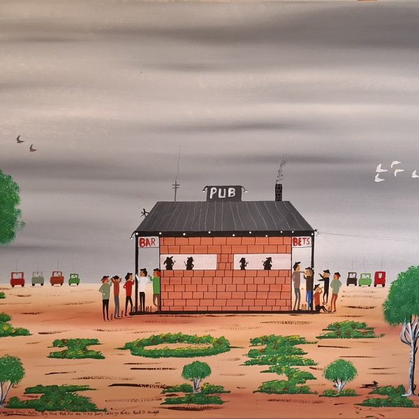 painting ,of a outback pub 60x90 cm